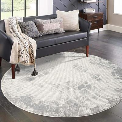 Teppich CARPET CITY "ANTIK215", grau, H:10mm Ø:200cm, Polyester, Teppiche, Kurzflor, 3D-Optik, Klassisch-Modern für Wohnzimmer, Schlafzimmer Image