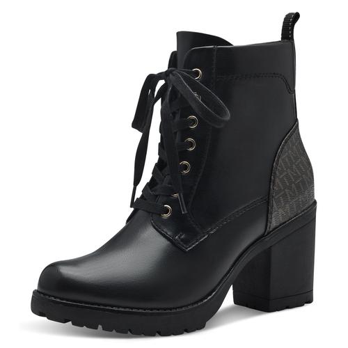 Schnürstiefelette MARCO TOZZI Gr. 40, schwarz (schwarz kombiniert) Damen Schuhe Blockabsatz, Stiefelette, Schnürboots in veganer Verarbeitung