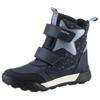 Winterboots GEOX "J TREKKYUP GIRL B ABX", Kinder, Gr. 25, blau (navy), Textil, Synthetik, Lederimitat, metallic, casual, Schuhe, Klettstiefel, Snowboots, Winterstiefel mit Metallic Look