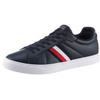 Sneaker TOMMY HILFIGER "ICON COURT LTH STRIPES", Herren, Gr. 45, bunt (dunkelblau, weiß, rot), Leder, Textil, kontrastfarbene Details, sportlich, Schuhe, Schnürschuh, Freizeitschuh, Halbschuh mit gepolstertem Schaftrand