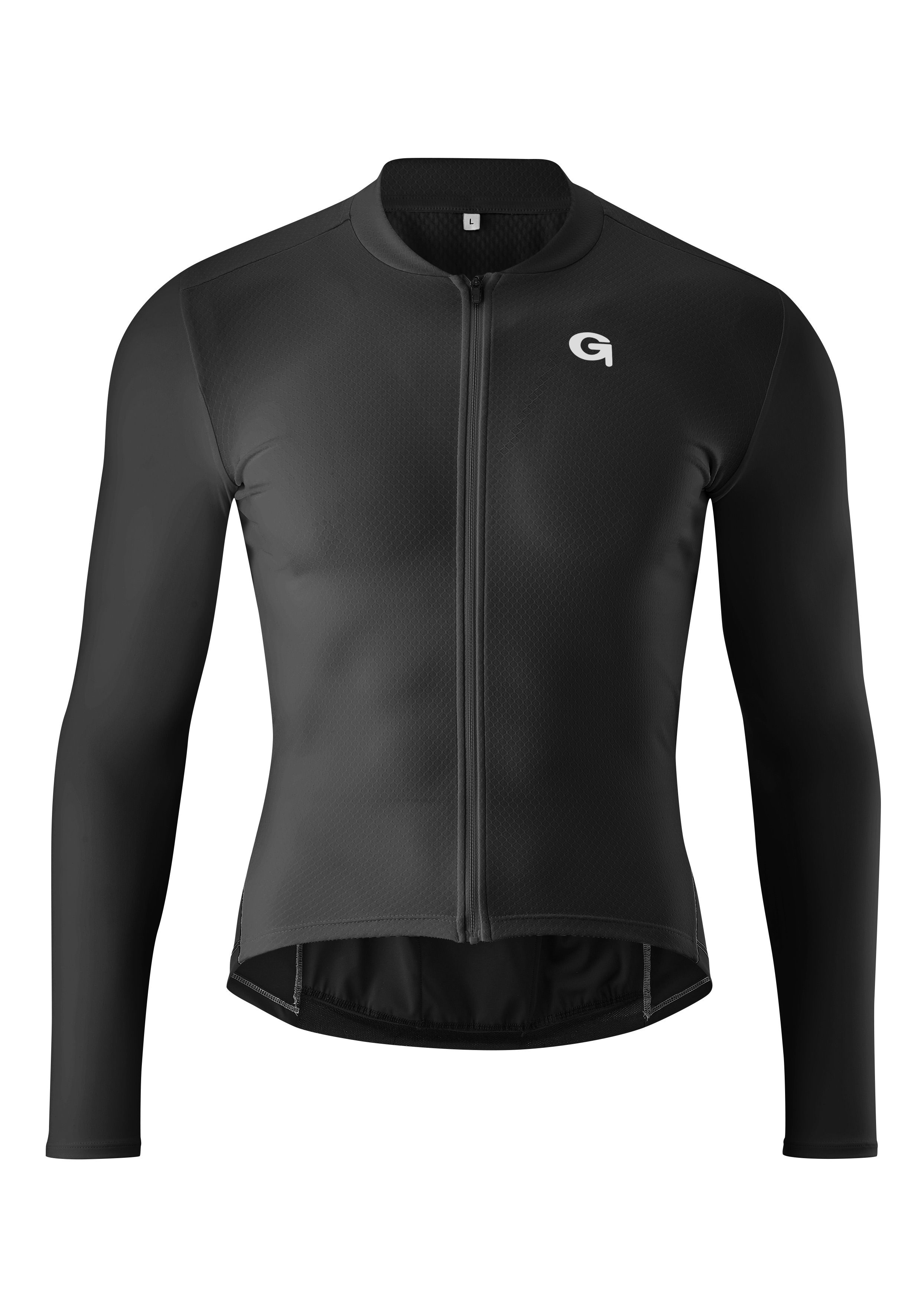 Radtrikot GONSO "SITIVO Jersey Longsleeve M", Herren, Gr. XXL, schwarz, 80% Polyester, 15% Elasthan, 5% Polyamid, Rundhals, Trikots, Herren Fahrradtrikot langarm, Full-Zip Trikot, Tight Fit Image