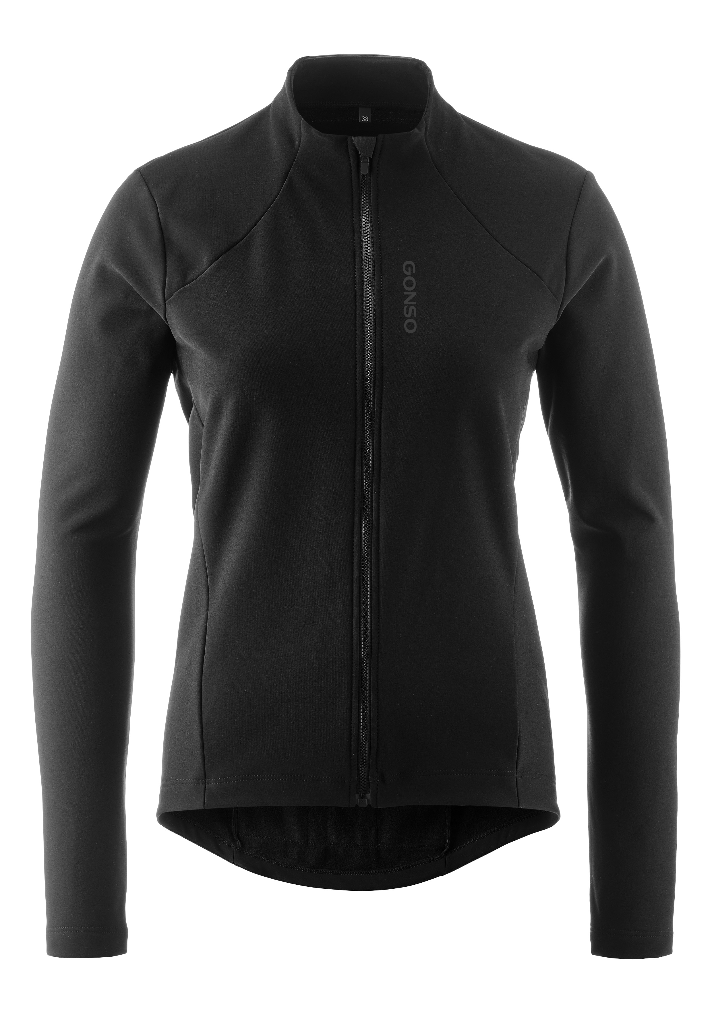Radtrikot GONSO "SITIVO TRIKOT THERM W", Damen, Gr. 38, schwarz, 57% Polyamid, 28% Polyester, 15% Elasthan, Rundhals, Trikots, Damen Fahrradtrikot langarm, isolierendes Full-Zip Trikot, Tight Fit Image