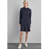 Sweatkleid STREET ONE, Damen, Gr. 40, EURO-Größen, blau (tiefblau), Stoff, 68% Polyester, 28% Viskose, 4% Elasthan, unifarben, casual, gerade knieumspielend, ohne Ausschnitt, Langarm Bündchen, Kleider, mit Kapuze