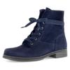 Schnürboots GABOR, Damen, Gr. 40, blau (nachtblau), Ziegenveloursleder, unifarben, klassisch, Schuhe, Blockabsatz, Schnürstiefelette mit schaftumwickelenden Schnürsenkeln