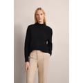Rollkragenpullover BUGATTI, Damen, Gr. XL, schwarz, 45% Viskose, 25% Polyamid, 25% Wolle, 5% Kaschmir, unifarben, casual, normal, Langarm, Pullover, aus einer Wollmischung mit Kaschmir