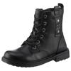 Schnürboots GEOX "J ECLAIR GIRL M", Kinder, Gr. 29, schwarz, Lederimitat, casual, Schuhe, Bikerboots, Winterstiefel, Boots mit modischem Blockabsatz