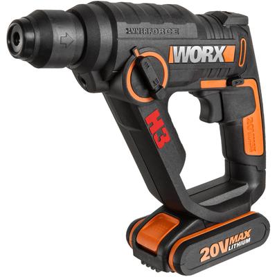 Akku-Bohrhammer WORX "WX390.1", bunt (schwarz, orange), B:7,6mm H:22,2mm L:25,9mm, Bohrmaschinen, 3-In-1, pneumatisches 