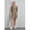 Shirtkleid STREET ONE, Damen, Gr. 38, EURO-Größen, braun (rich mocha), Stoff, 90% Polyester, 10% Elasthan, unifarben, casual, normal knielang, Rundhals, 3/4-Ärmel Bündchen, Kleider, mit Rundhalsausschnitt