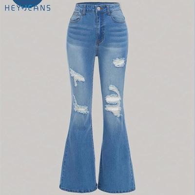 TEMU Jeans Flared Jeans With Stretch For Teenage Girls