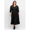 Maxikleid SHEEGO BY JOE BROWNS "Große Größen", Damen, Gr. 42, Normalgrößen, schwarz, Obermaterial: 100% Viskose (LENZING ECOVERO);Futter: 100% Baumwolle;Spitze: 100% Baumwolle, unifarben, feminin, figurumspielend lang, V-Ausschnitt, 3/4-Ärmel,...