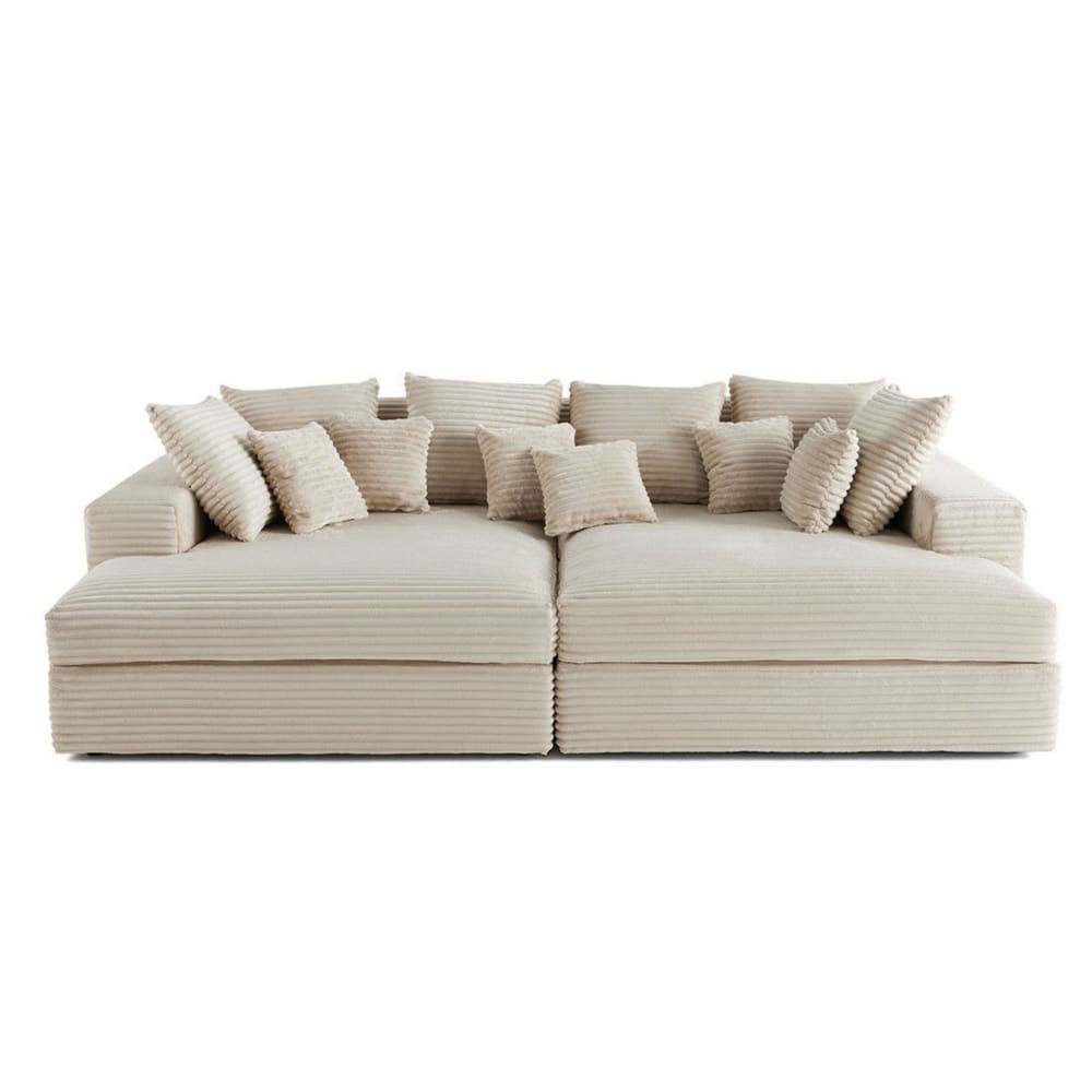 Canapé droit 4 places en beige