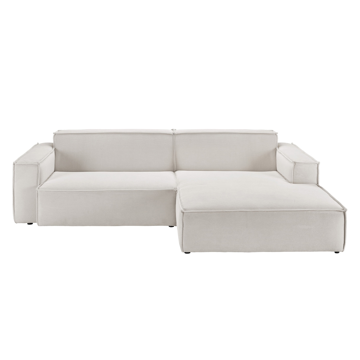 KAWOLA Sofa SAMU Ecksofa Feincord silber Recamiere rechts Image