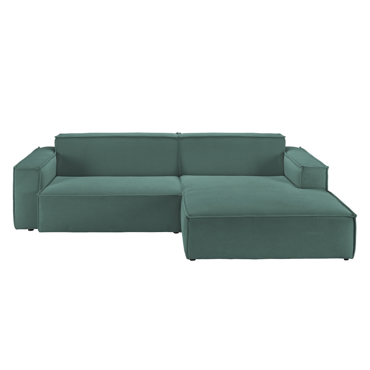 KAWOLA Sofa SAMU Ecksofa Feincord grün Recamiere rechts Image