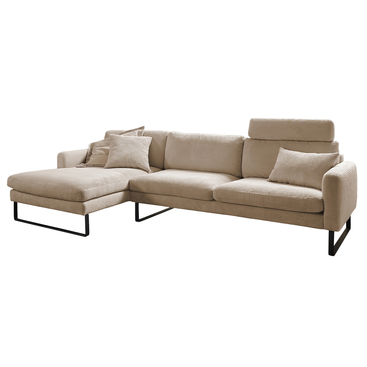 KAWOLA Sofa RICARDA Ecksofa Cord taupe Recamiere links Image
