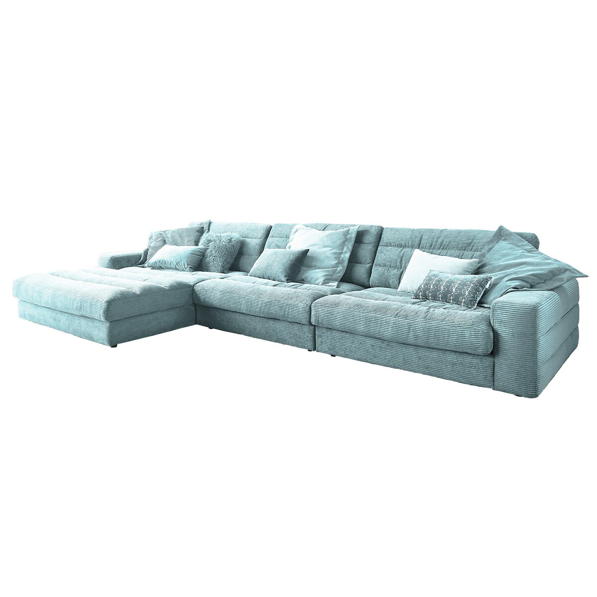 KAWOLA Sofa LANA XL Ecksofa Cord hellblau Recamiere links Image