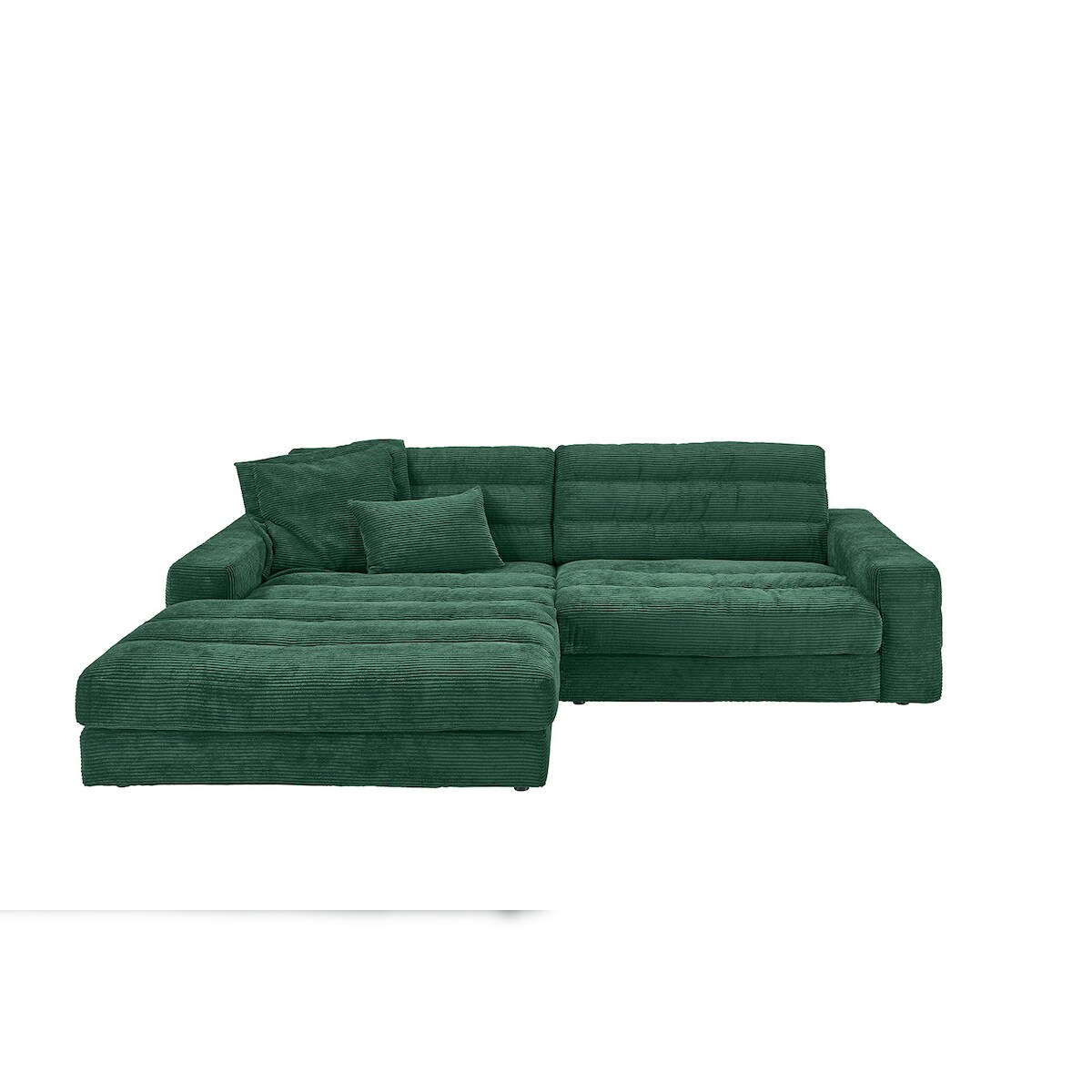 KAWOLA Sofa LANA Ecksofa Cord smaragd Recamiere links Image