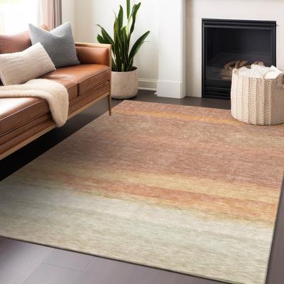 Machine Washable Indoor/ Outdoor Ombre Stripes Chantille Rug