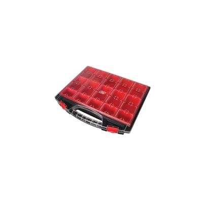 Tayg Sortimentskasten, 13 herausnehmbare Boxen, transparenter Deckel, stapelbar, 430 x 370 x 85 mm, Schwarz/Rot Image