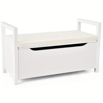 TEMU Maxmass Shoe Bench Storage Rack Cushion Seat Ottoman Bedroom Hallway Entryway White