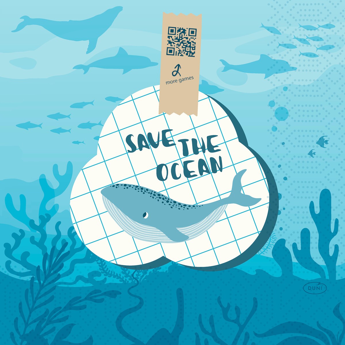 Duni Tissue-Serviette 33 x 33 cm Save the Ocean 3-lagig, 500 Stk/Krt (10 x 50 Stk) Image