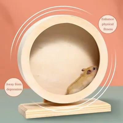Hamster Running Wheel Golden Bear Mute Wooden Belt Bracket With Cork Pad Roller Sports Golden Bear