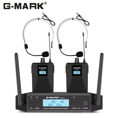 Wireless Lavalier Microphone G-MARK GLXD4 Professional UHF Clip Mic Bodypack Headset Frequency Adjustable 50M For Stage Show
