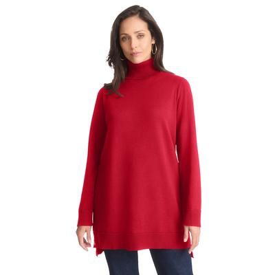 Plus Size Women's Side Button Turtleneck by Jessica London in Classic Red (Size 3X)