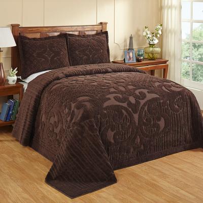 Ashton Collection 100% Cotton Medallion Bedspread Set by Better Trends in Chocolate (Size QUEEN)