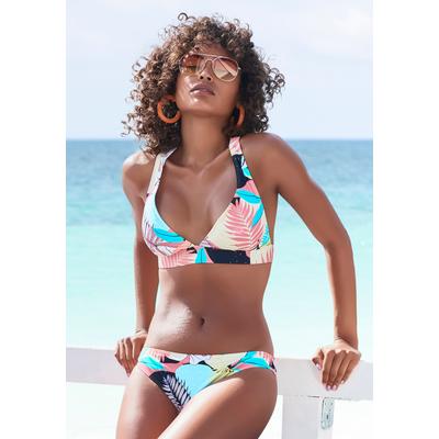 Bikini-Hose LASCANA ACTIVE "Layne", Damen, Gr. 42, N-Gr, bunt (türkis, gelb, bedruckt), Recycling-Polyamid, bedruckt, Badehosen, im sportlichen Design Image