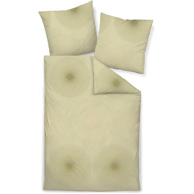 Bettwäsche JANINE "CARMEN S55086-06 155x200,80x80", grün (helloliv gold), B/L: 155cm x 220cm, , Interlock-Jersey, B/L: 80cm x 80cm, Interlock-Jersey, Obermaterial: 100% Baumwolle, Bettwäsche, mit Reißverschluss Image