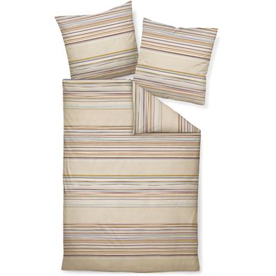Bettwäsche JANINE "DAVOS65153 07", beige (naturell), B/L: 200cm x 200cm, 2 St., Feinbiber, B/L: 80cm x 80cm & 80cm x 80cm, Feinbiber, Obermaterial: 100% Baumwolle, Bettwäsche, mit Reißverschluss Image