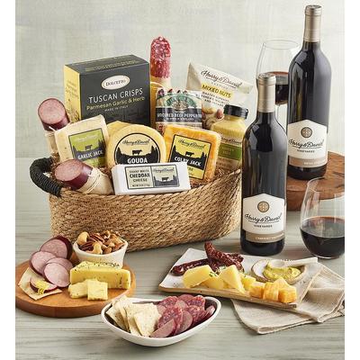 Deluxe Meat And Cheese Gift Basket With Wine - 2 Bottles, Gourmet Assorted Foods by Harry & David