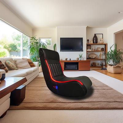 Foldable Gaming Chair With Onboard Speakers and LED Strip Lighting, Vibration Massage Chair with USB Charging Port