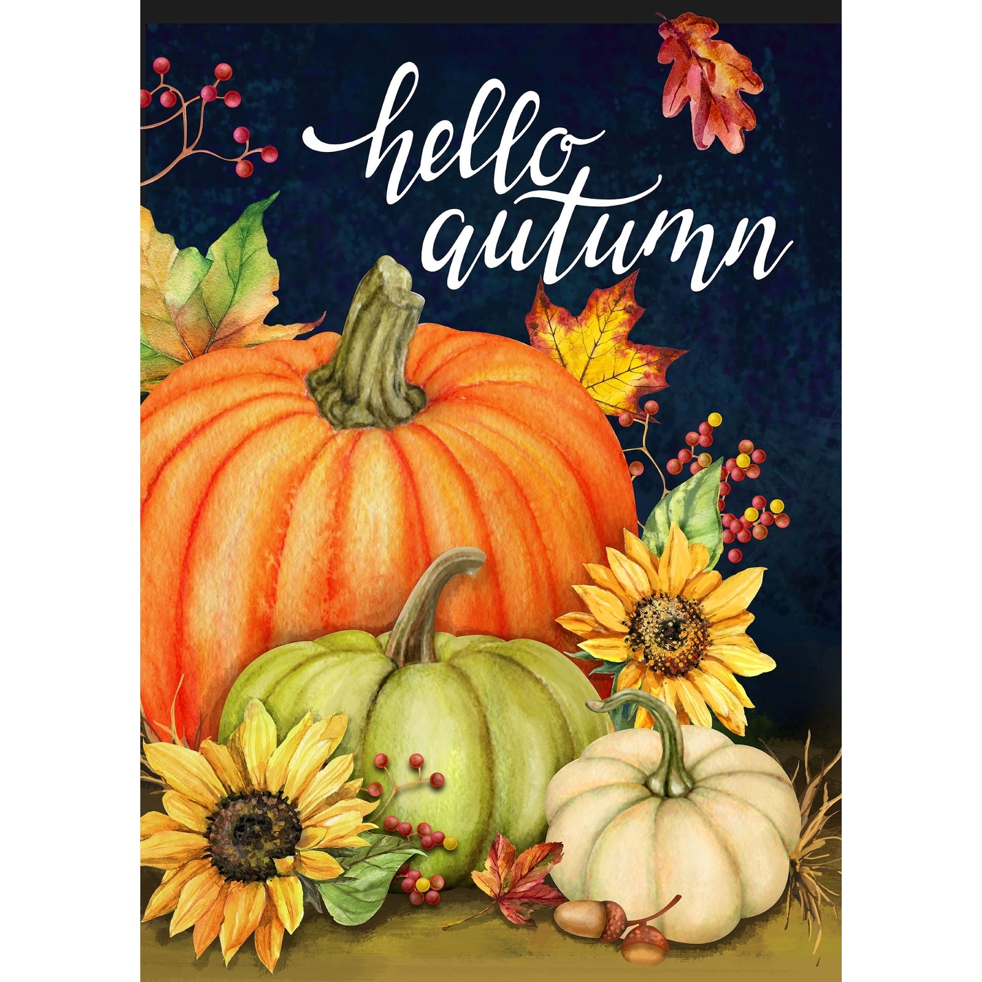 Hello Autumn Outdoor Fall Harvest House Flag - 40" x 28"