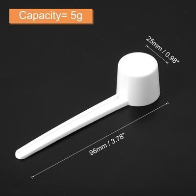 Plastic Measuring Spoons Powder Scoops Spoon Flat Bottom, 5g White