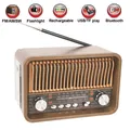 Radio FM AM SW portatile Radio vintage multi-banda Altoparlante Bluetooth wireless con torcia a LED Supporta scheda TF Disco U AUX