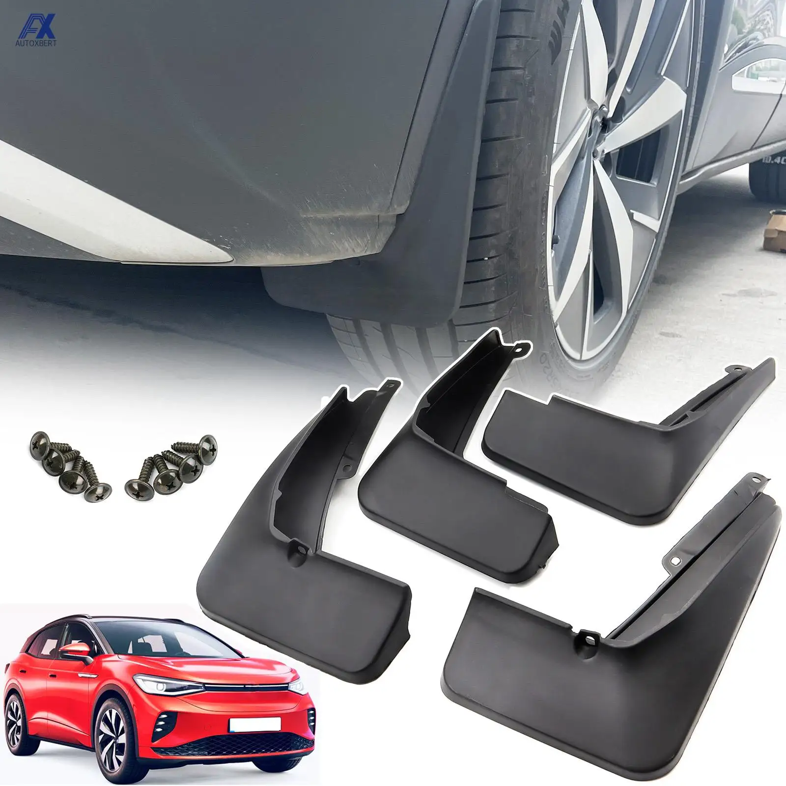4x Per VW ID.4 ID.5 ID4 ID5 EV 2020 2021 2022 2023-2025 Paraspruzzi Paraspruzzi Parafanghi Parafango Anteriore Parafango Posteriore Car Styling