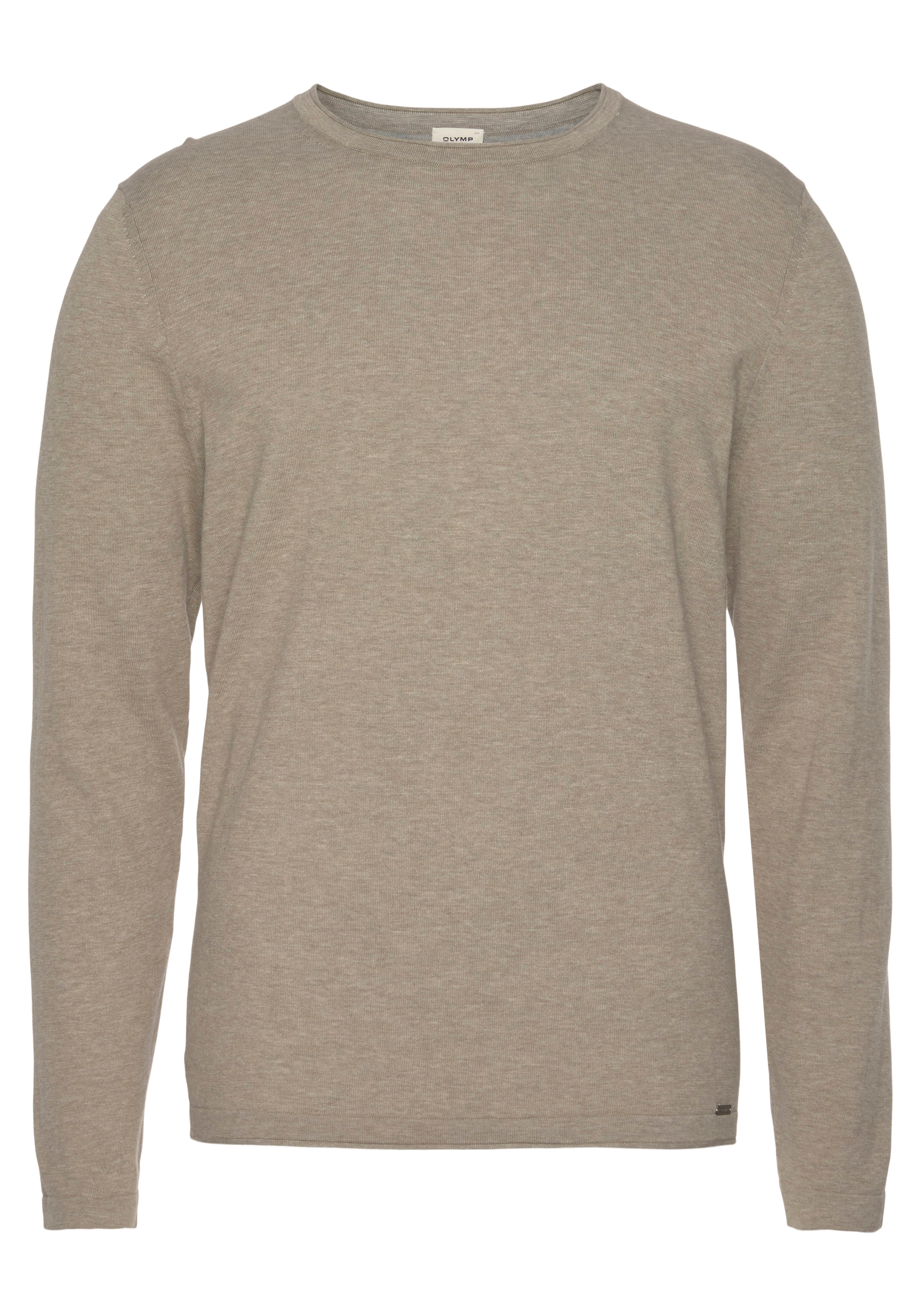Rundhalspullover OLYMP "OLYMP Strick Casual", Herren, Gr. S, braun (camelfarben), Obermaterial: 100% Baumwolle, schmal, Rundhals, Pullover, Crew Neck Image