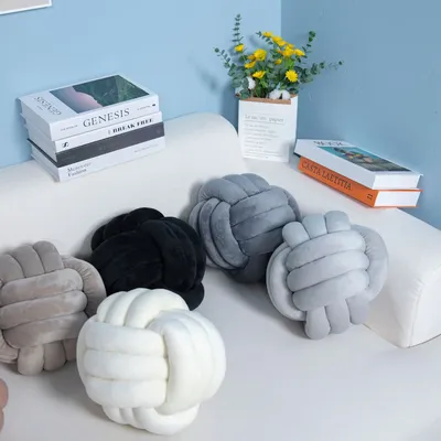 7 zoll Flauschigen Weichen Knoten Sphärische form Wurf Kissen Dekorative Hause Kissen Für Wohnzimmer Image
