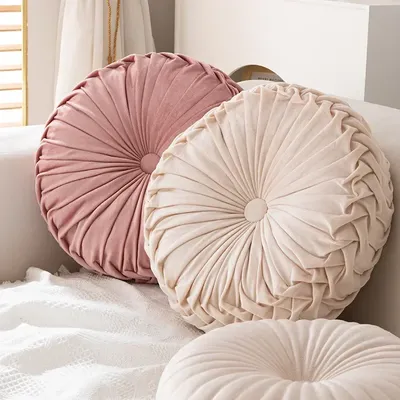 Nordic Ins Kürbis Kissen Runde Kissen Rosa Sitzkissen Taille Kissen Wohnzimmer Sofa Homestay Image