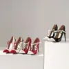National Style High Heels für Damen 2025 Neue Stiletto Spitzschuh Spleißen Einzelne Absätze Superdünne Damenschuhe Superhohe Damen Übergroße 47 Größe 12 cm Absatz