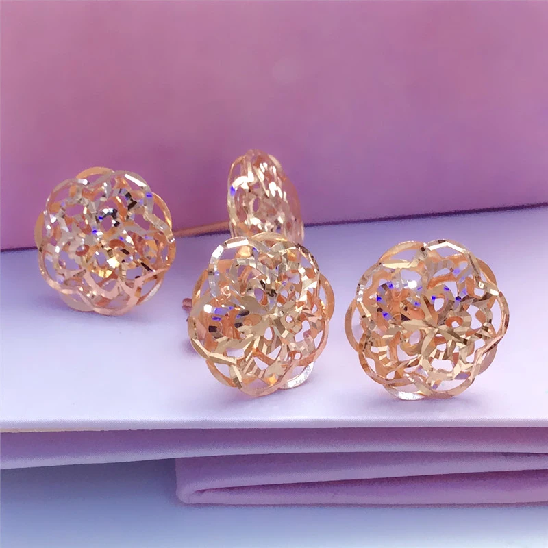 Original klassische 585 lila gold ohrringe für frauen romantische exquisite 14K rose gold elegante blume ohr studs hochzeit schmuck