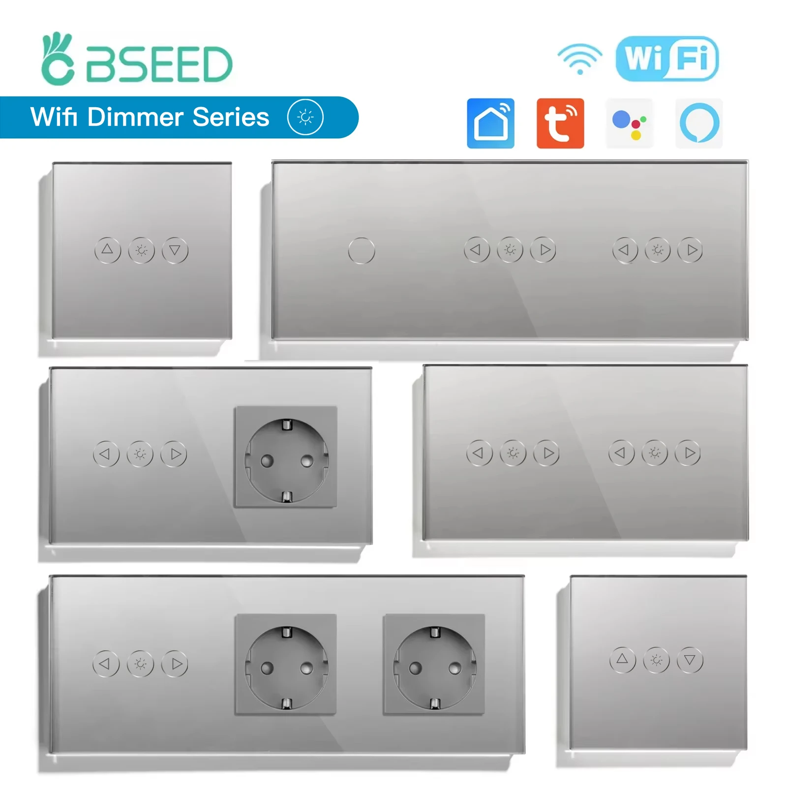 BSEED Wifi Dimmer Schalter 1Gang1Way Smart Touch Schalter LED Lampen Plus Normale EU Buchse Mit USB Typ-c Tuya Smart Leben App Image