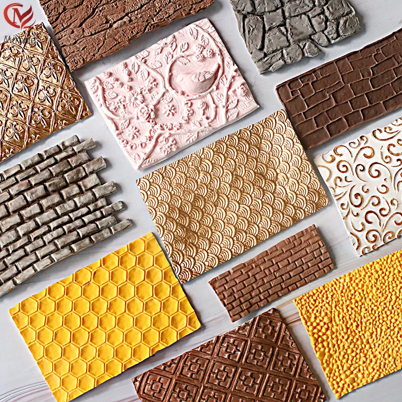 Mirosie DIY Silikonform Raute Wabenrock Fischschuppen Stein Totem Rand Fondant Kuchen Dekoration Textur Backzubehör Image