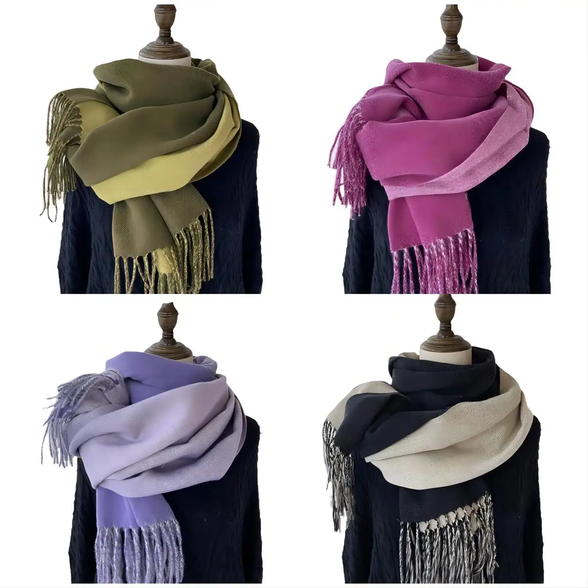 Golexury Winter Doppel Seite Kaschmir Schal Weiche Warme Luxus Marke Wolle Schals Pashmina Schal Schwarz männer Poncho Kaschmir Schal Image
