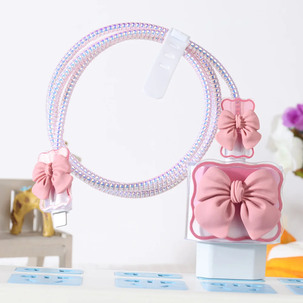 Soft Bow Knot EU Ladegerät Abdeckung für Apple 18 20W Ladegerät Schutzhülle für iPhone 15 14 13 Pro Max Ladegerät Kopf Kabels chutz Image