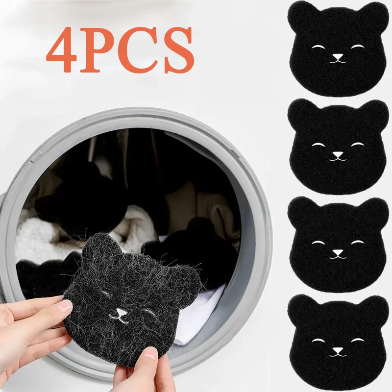 4/8PCS Pet Haarentferner Bär Form Wäsche Ball Waschmaschine Lint Catcher Wiederverwendbare Kleidung Sofa Katze Hund haar Reinigung Schwamm Image