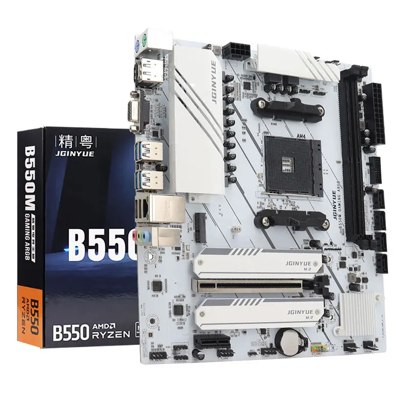 JGINYUE AMD B550 M-ATX Motherboard AM4 unterstützt Prozessoren der Ryzen R5 4000/5000-Serie DDR4 RAM Desktop-PC PCI-E 4.0 B550M GAMING