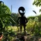 Abstract Alien Silhouette Garden Stake, Father's Day Metal Outdoor Home Decor, Lawn Art for Yard,