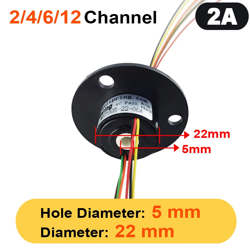 2/4/6/12 Kanäle 2A Hohlwelle Schleifring Drehanschluss mit 5 mm Lochringen für Kamera Gimbal/Riesenradringe Image